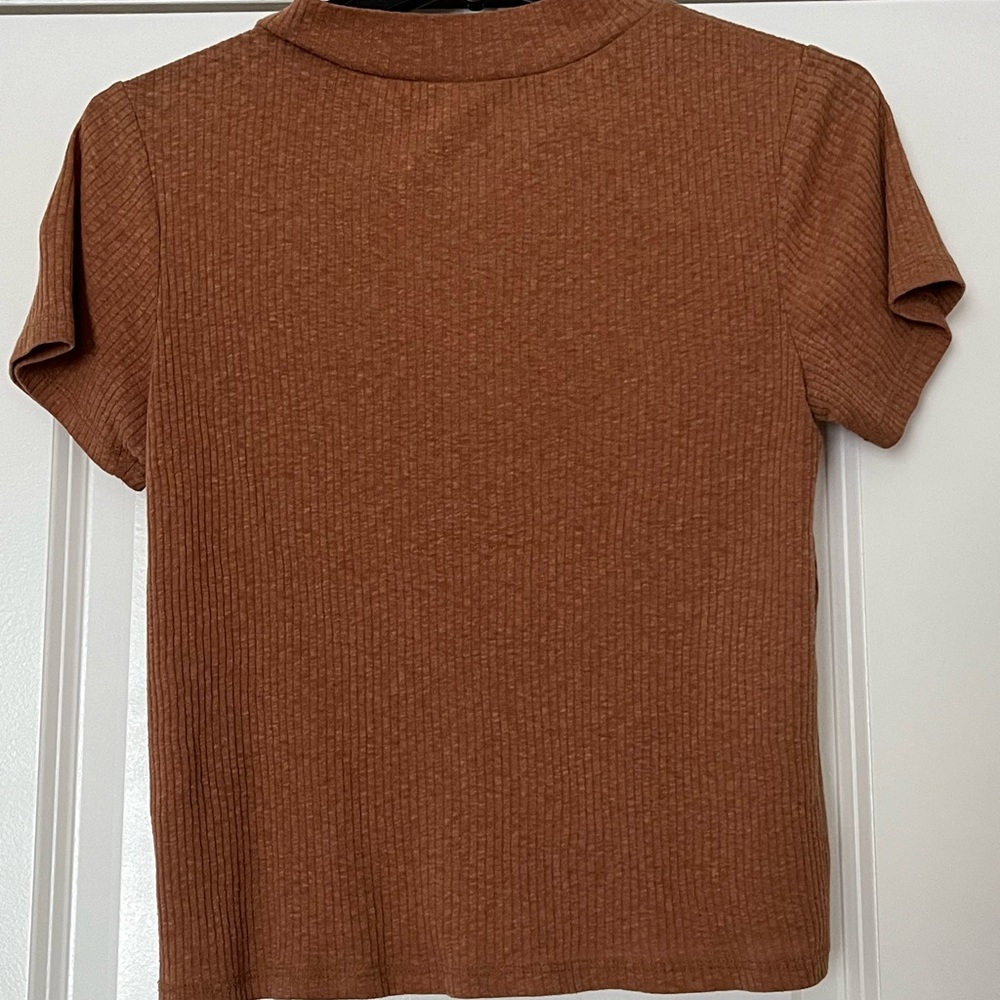 Madewell Rust Ribbed Short Sleeve Tee - Picture 4 of 4